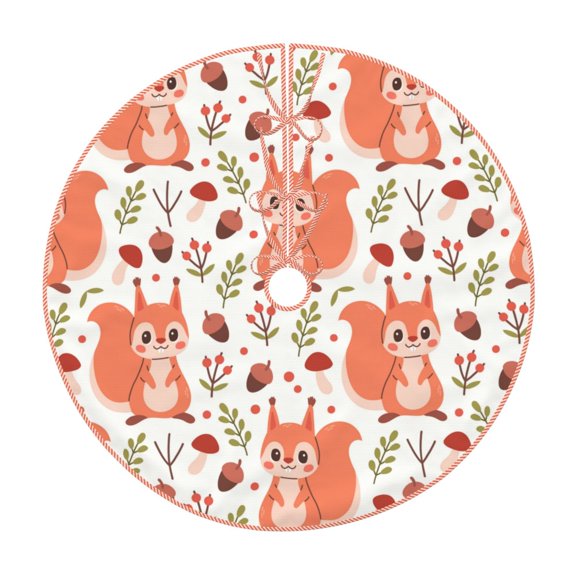 Xecao Squirrel And Pattern Christmas Tree Skirt Holiday Part Decorations for Christmas Tree, Farmhouse Christmas Decor Xmas Holiday Home Party Decorations-48"