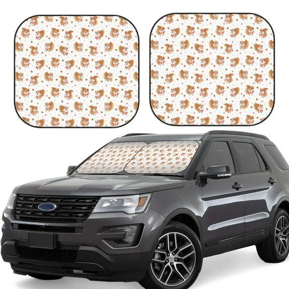 Xecao Squirrel And Rose for Foldable Car Sun Shades (2-Pack) offer sun protection with an easy-fold design for convenient windshield shading.
