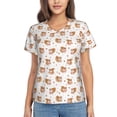 thumbnail image 1 of Xecao Squirrel And Rose for Women's V-Neck T-Shirts-Elegant Half-Sleeve Tops Perfect for Summer-X-Large, 1 of 5