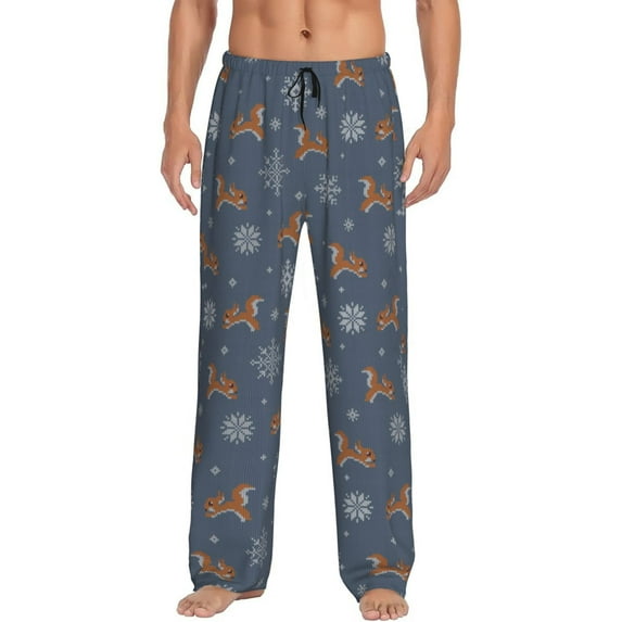 Xecao Squirrel And Snowflakes Men's Straight Lounge Pajama Pants: The Ultimate in Comfortable Sleepwear