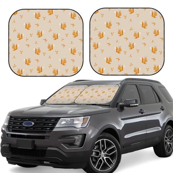 Xecao Squirrel Animal for Foldable Car Sun Shades (2-Pack) offer sun protection with an easy-fold design for convenient windshield shading.