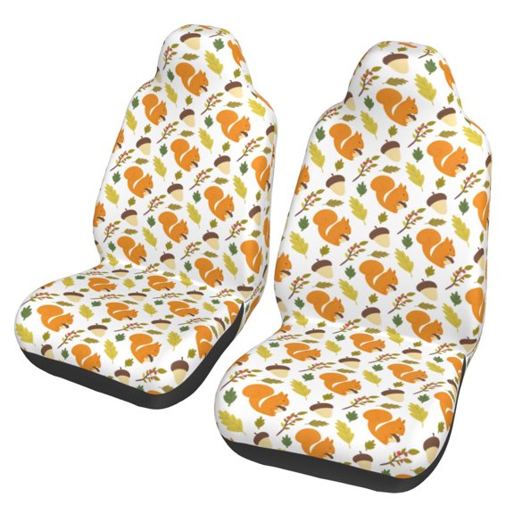Xecao Squirrel Eating Nuts Print Car Seat Cover in That Fits Most Cars, Vans, SUVs, and Trucks.