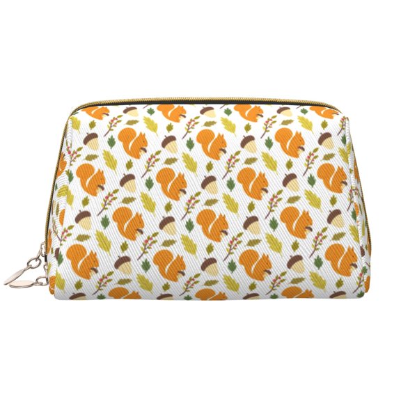 Xecao Squirrel Eating Nuts Print Fashion Makeup PVC Bag Large Capacity Travel Cosmetic Bag for Women Organizer Toiletry Clutch