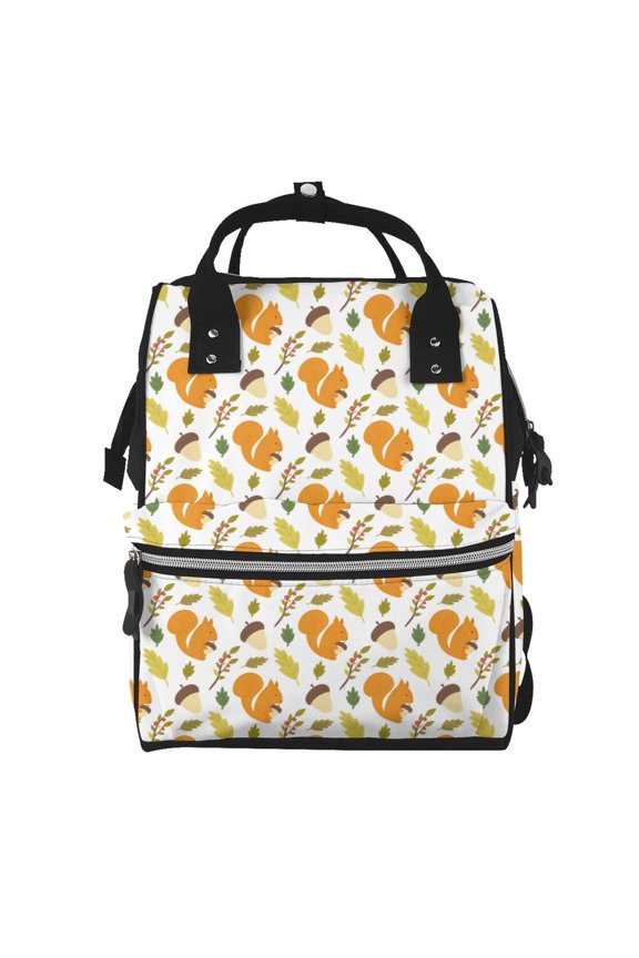 Squirrel Eating Nuts print Large Capacity Nappy Bag is a multi-functional waterproof travel backpack, perfect as a nursing bag or mummy backpack for women