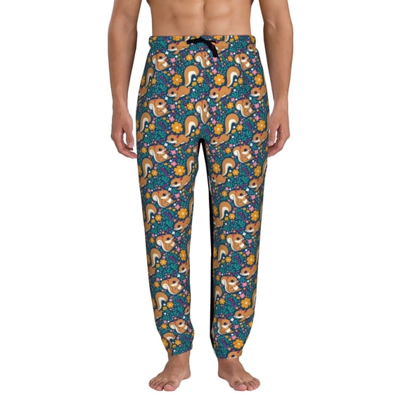 Xecao Squirrel Garden Delight Print Active Tech Joggers for Men, Mens Sweatpants Lounge Pants with Pockets-Medium