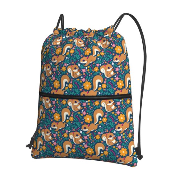 Xecao Squirrel Garden Delight for Drawstring Bags,Pull String Backpack Bags,String Bag Sackpack