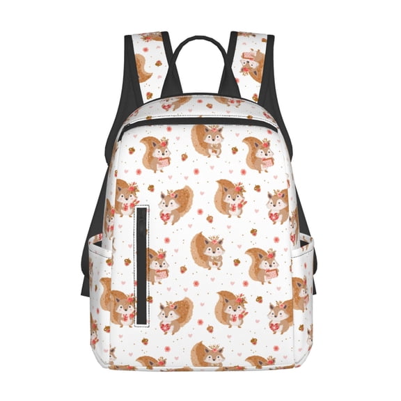 Xecao Squirrel Giving A Gift print Backpack For women men Aesthetic Lightweight Travel Daypack Simple Cute Backpack For Bookbag