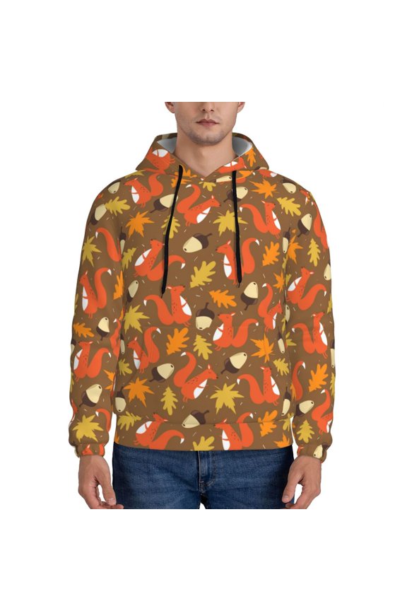 Squirrel Maple pine nut Pattern Men's Adult Pullover Hoodie,Hooded Sweatshirt-3X-Large