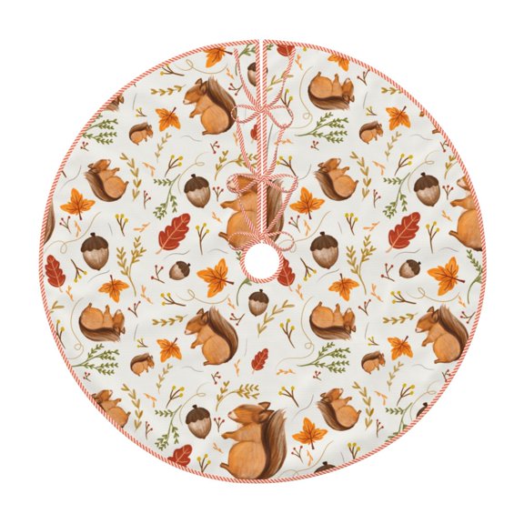 Xecao Squirrel Pattern Christmas Tree Skirt Holiday Part Decorations for Christmas Tree, Farmhouse Christmas Decor Xmas Holiday Home Party Decorations-30"