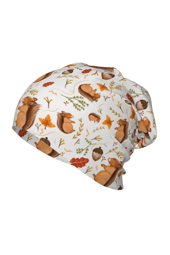 Squirrel Print Beanie Hat Toddler Girls Boys, Baby Hats Winter Warm Knitted Thermal, Kids Winter Caps