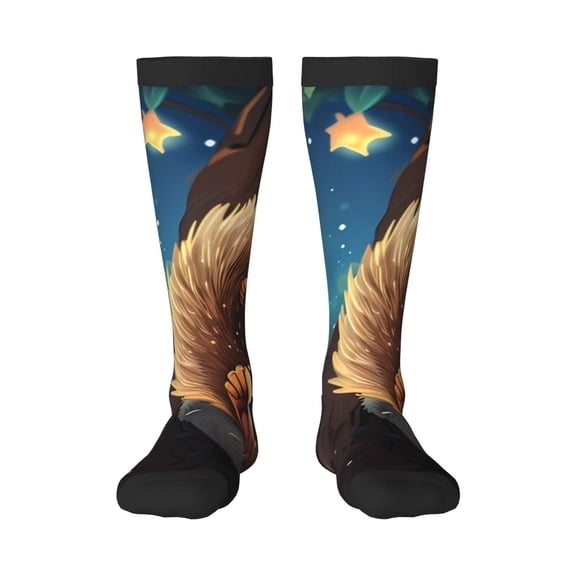 Xecao Squirrel Sleeping In Tree Print Compression Socks for Both Men And Women for Running, Travel, Flight, Nurse