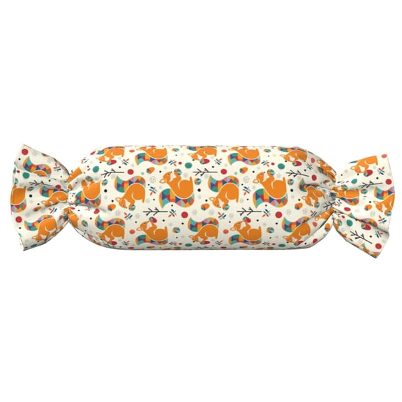Xecao Squirrel With Colorful Tail Print+Candy-Inspired Plush Pillow for Men Women Suitable for Beds, Sofas, Game Rooms Drawstring Closure