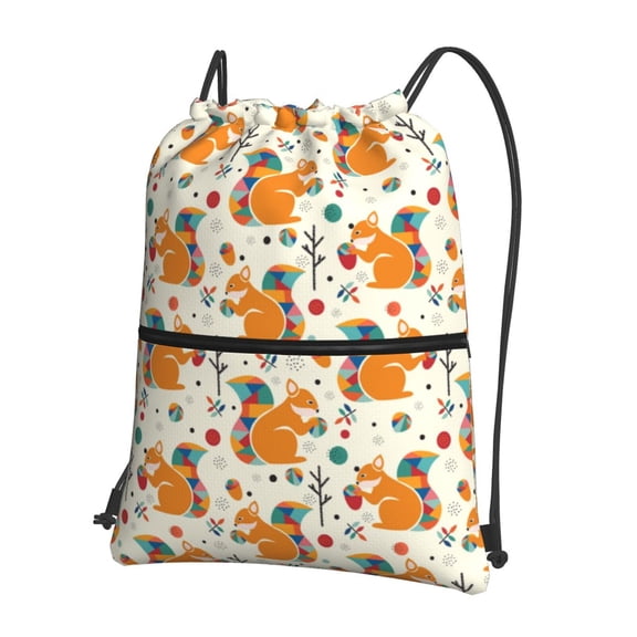 Xecao Squirrel With Colorful Tail for Drawstring Bags,Pull String Backpack Bags,String Bag Sackpack