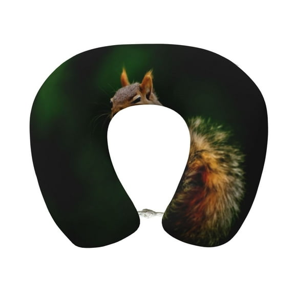 Xecao Squirrels Eating Peanuts On The Tree Print Memory Foam Cervical Neck Pillow Versatile U-Shaped Pillows for Home,Office,Camping,Travelling,Soft Washable Cover