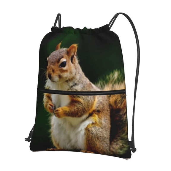 Xecao Squirrels Eating Peanuts On The Tree for Drawstring Bags,Pull String Backpack Bags,String Bag Sackpack