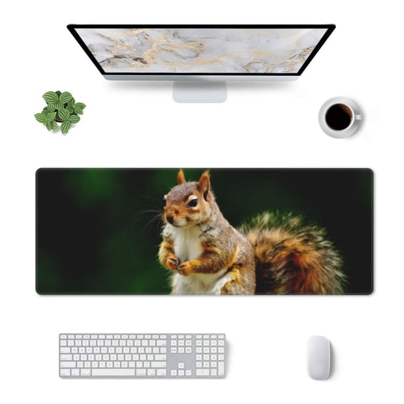 Xecao Squirrels Eating Peanuts On The Tree for Mouse Pad - Waterproof Extended Contour Mouse Mat, Large Gaming Mousepad Laptop Keyboard Mat with Non-Slip Rubber Base