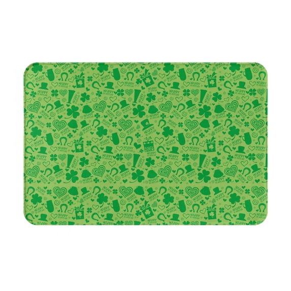 Xecao St Patrick's Day print Flannel Mat: Non-slip, 16x24in. Ideal for kitchen, bedroom, bath & living room.