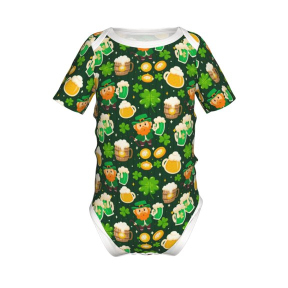 Xecao St Patrick's Day10 Pattern Baby Climbing Bodysuit Short Sleeve Onesie Unisex 0-12 Months Baby Shirt Newborn Outfits Crotch snap design-2 Years