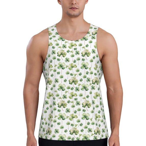 Xecao St Patrick's Day3 Men's Tank Top Workout Quick Dry Sleeveless Gym Jogging Muscle Shirts Summer Swim Beach Tops