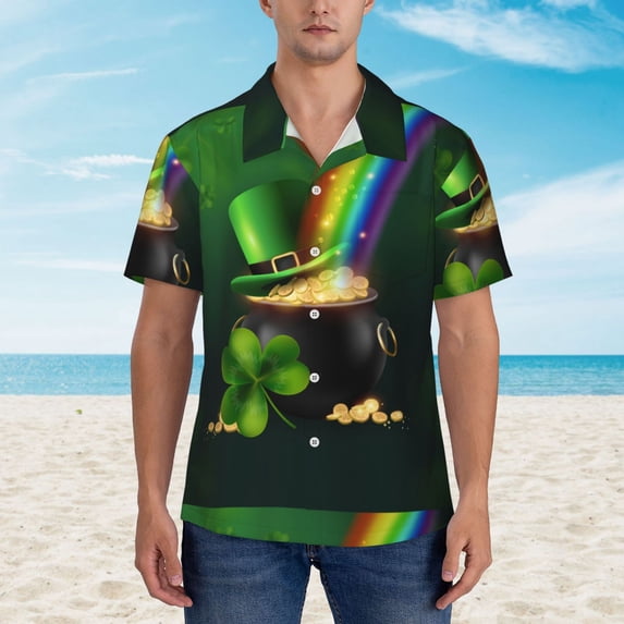 Xecao St. Patrick's Day4 print Hawaiian shirt - a stylish short-sleeve button-down for men, perfect for casual beach and tropical outings.