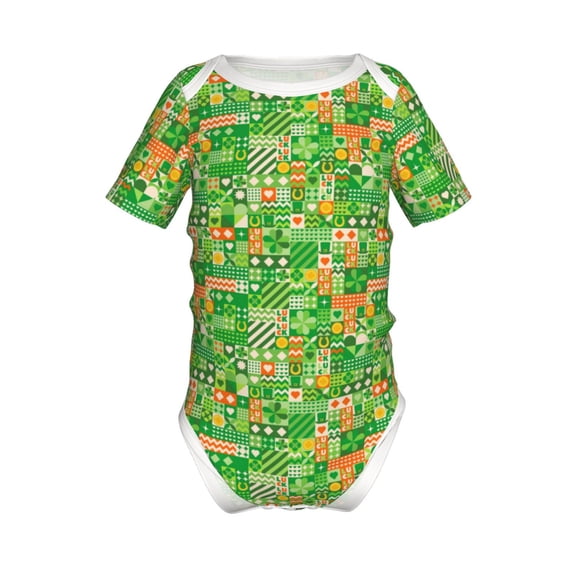 Xecao St Patrick's Day6 Pattern Baby Climbing Bodysuit Short Sleeve Onesie Unisex 0-12 Months Baby Shirt Newborn Outfits Crotch snap design-2 Years