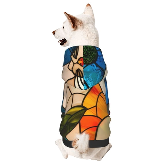 Xecao Stained Glass Cat Art Pattern Sweatshirts Winter Pet Dog Hoodie Puppy Coat Dog Sweaters Dog Clothes with Hat Dog Clothes Costume Outfit,Small Pets Wear-Small