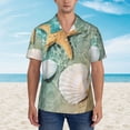 thumbnail image 1 of Xecao Starfish And Seashell print Hawaiian shirt - a stylish short-sleeve button-down for men, perfect for casual beach and tropical outings., 1 of 9
