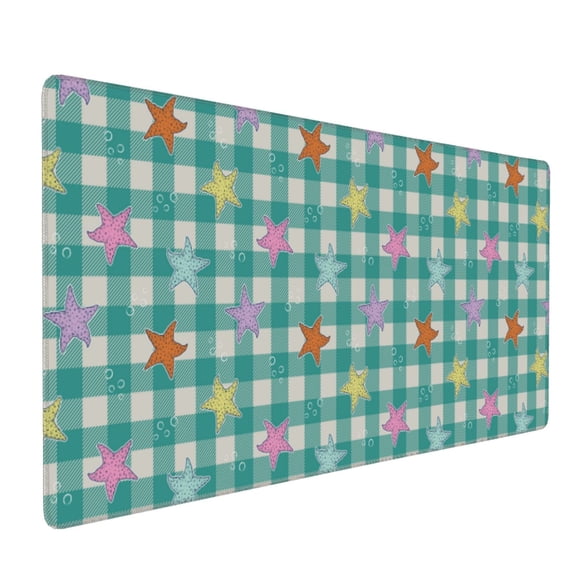 Xecao Starfish On Checkered Background Print Large Mouse Pad, 16x35.5in Mousepad, Professional Non-Slip Rubber Base Big Mouse Pad, Mouse Pad for Gaming & Office Full Desk Mouse Pad