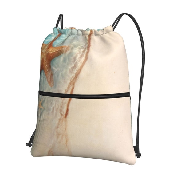 Xecao Starfish On The Sand Beach for Drawstring Bags,Pull String Backpack Bags,String Bag Sackpack
