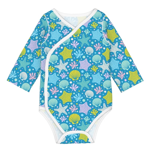 Xecao Starfish Print Baby unisex-baby Cotton Long-sleeve Bodysuits-12 Months