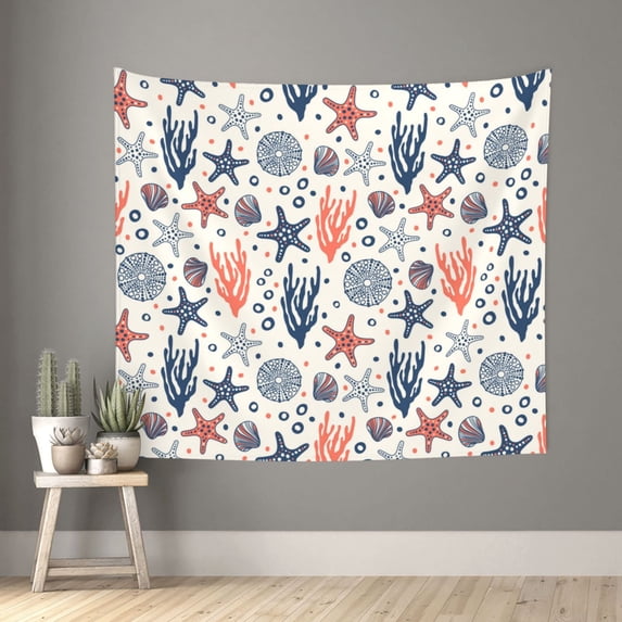 Xecao Starfish Shell patten Tapestry 60x51 Inches Wall Hanging Poster Tapestry for Living Room Bedroom Home Decor