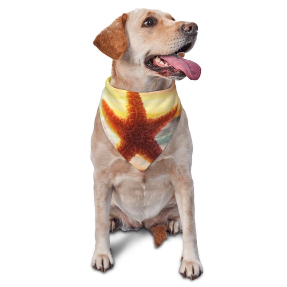 Xecao Starfish Sunset Sea Beach for Pet Bandana - A Stylish Triangle Accessory for Small to Large Dogs, Puppies, and Cats