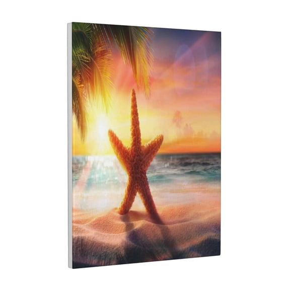 Xecao Starfish Sunset Sea Beach for Ready-to-Hang Canvas Art 12x16 Inches - Waterproof HD Print Solid Wood Frame for Gifting,Vertical