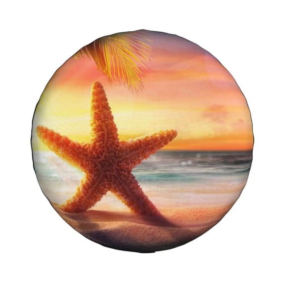 Xecao Starfish Sunset Sea Beach for Tire Covers: Waterproof, dust-proof, and universally fitting for trailers, SUVs