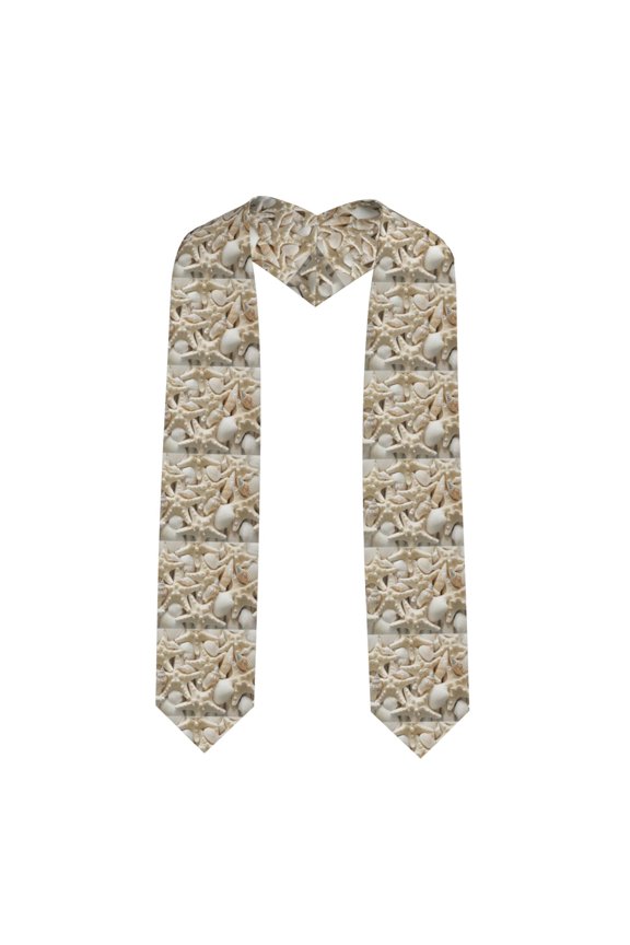 Xecao Starfish and Sea Shells Print Graduation Shawl Stole Honor Stole Adult 72" Academic Commencements