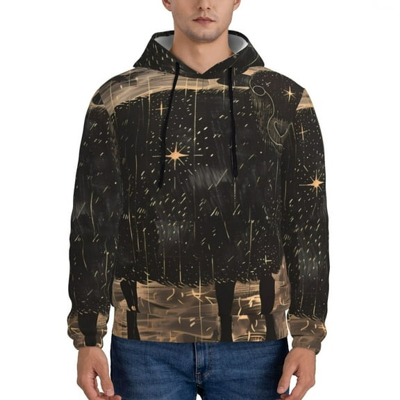 Xecao Starry Night Black Sheep Pattern Men's Adult Pullover Hoodie,Hooded Sweatshirt-3X-Large
