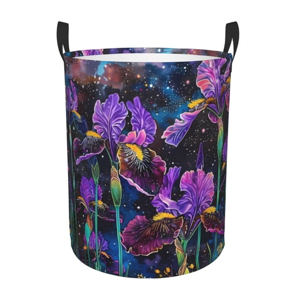 Xecao Starry Night Iris Field Print Laundry Basket,Laundry Hamper Designed for Storage Dirty Clothes Hamper,Collapsible Laundry Baskets-Small