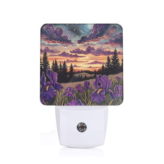 Xecao Starry Night Purple Irises for Night Light - a Wall-mounted LED Fixture with A Dusk-to-dawn Sensor, Ideal for Bedrooms, Bathrooms, Hallways, and Kitchens-US