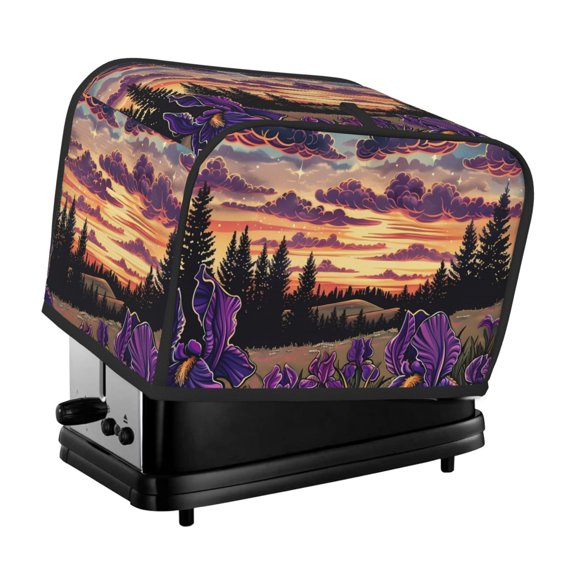 Xecao Starry Night Purple Irises Print 2 Slice Toaster Cover with Pockets, Small Appliance Cover, Dust and Fingerprint Protection, Machine Washable