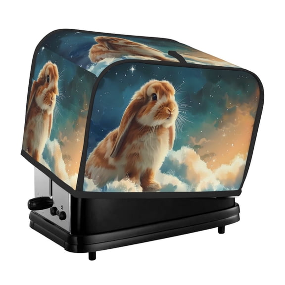Xecao Starry Sky Cloud Cute Rabbit Print 2 Slice Toaster Cover with Pockets, Small Appliance Cover, Dust and Fingerprint Protection, Machine Washable