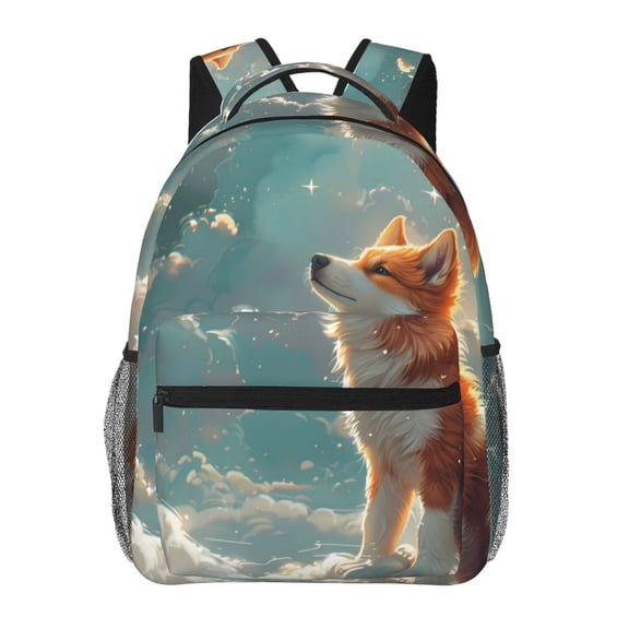 Xecao Starry Sky Cloud Fox Backpack, a stylish and functional choice for both men and women, is the perfect basic bookbag for college, work, or travel