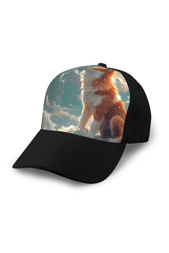 Starry Sky Cloud Fox print unisex vintage washed baseball cap, a soft and adjustable hat perfect for any casual style.