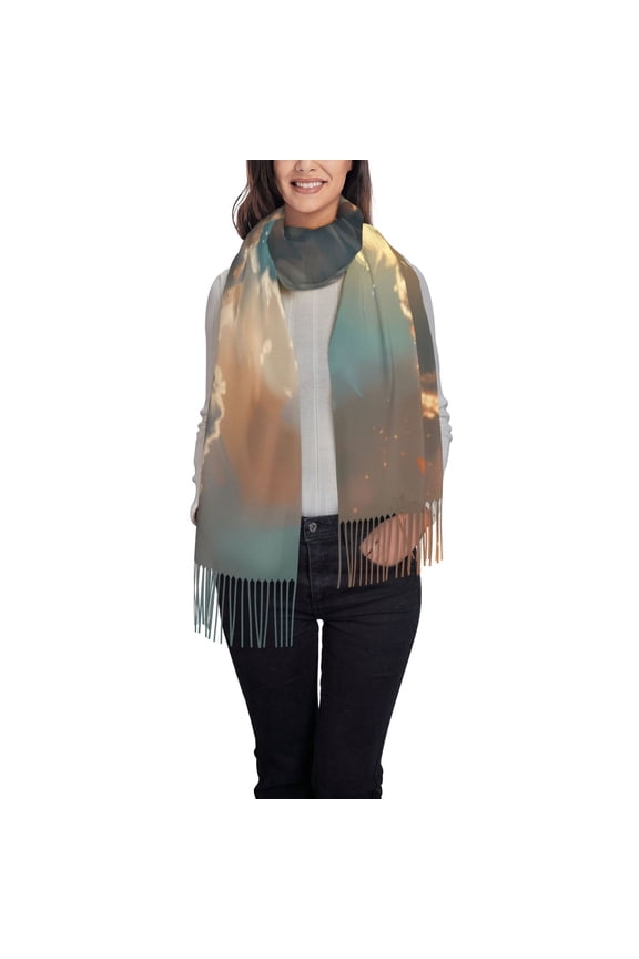 Starry Sky Cloud Wolf Pattern Womens Winter Scarf Fall Scarf Oversized Large Scarf for Women Warm Shawl Wrap