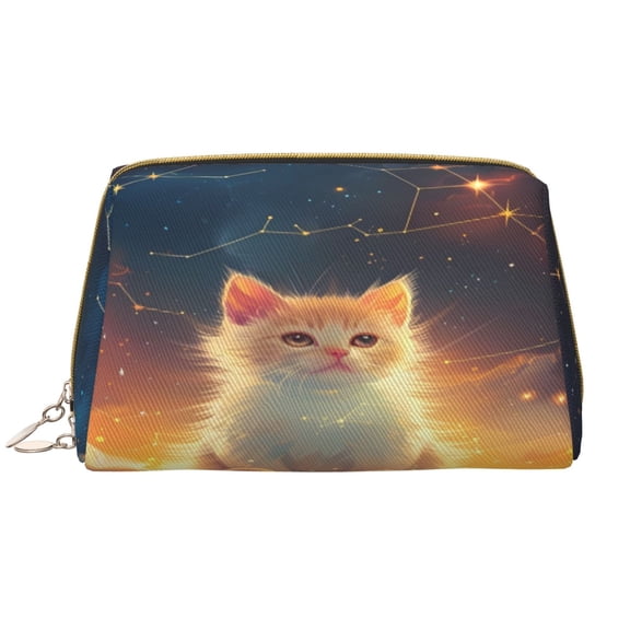 Xecao Starry Sky Constellation Cat Print Fashion Makeup PVC Bag Large Capacity Travel Cosmetic Bag for Women Organizer Toiletry Clutch