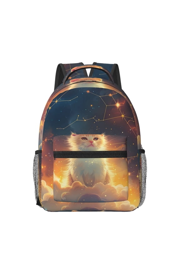Starry Sky Constellation Cat Travel Backpack: A spacious, stylish computer backpack ideal for men and women, perfect for college, school, or daily travels