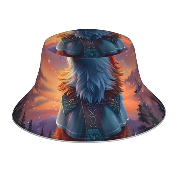 Xecao Starry Sky Meditating Fox Print Men and Women Night Reflective Hat Runner Cap Visor Bucket Hat Boonie Cap