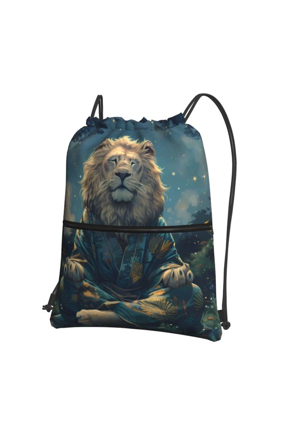 Starry Sky Meditating Lion for Drawstring Bags,Pull String Backpack Bags,String Bag Sackpack