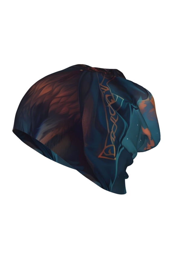 Starry Sky Moon Wolf Leader Print Beanie Hat Toddler Girls Boys, Baby Hats Winter Warm Knitted Thermal, Kids Winter Caps