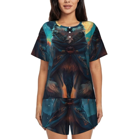 Xecao Starry Sky Moon Wolf Leader print Swimsuit for women, Summer-ready, sporty style.Quick-dry fabric. Many sizes & colors.