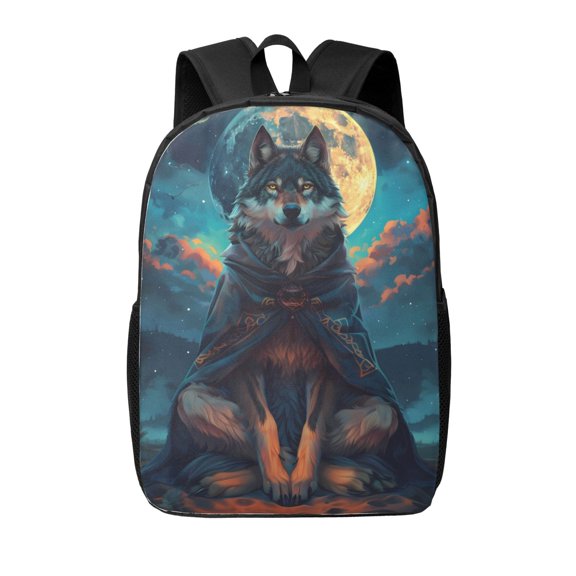 Xecao Starry Sky Moon Wolf Leader print Travel Backpack, Large Computer Backpack for Men Women, College School Rucksack Book Bag